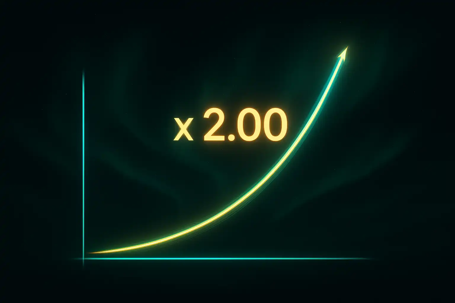 Glowing multiplier curve rising against a dark aurora-lit background inside the Crash game interface